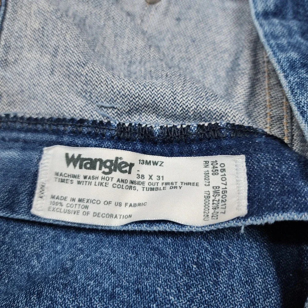 Wrangler 13MWZ Jeans Mens 38x31 Blue  Western Cowboy Cut Straight Leg Denim